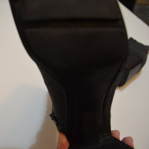 VILLAGER TsannShengCorporation Dark Gray Wool Block Heels 2.5' Zip Side Women 6M - Picture 4 of 10